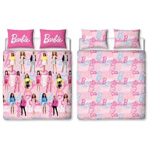 Character World Barbie Official Double Childs Duvet Cover Set Unboxed Design Reversible 2 Sided Teens Kids Dolls Bedding Including Matching Pillow Cases Polyester Double Quilt Cover, Pink Character World Barbie Official Double Childs Duvet Cover Set Unboxed Design Reversible 2 Sided Teens Kids Dolls Bedding Including Matching Pillow Cases Polyester Double Quilt Cover, Pink