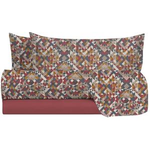 hermet Double Bed Sheet Set in 100% Cotton Pattern, Double Bed Set, Top Sheet + Fitted Sheet + 2 Pillowcases, Var. Danube Brick hermet Double Bed Sheet Set in 100% Cotton Pattern, Double Bed Set, Top Sheet + Fitted Sheet + 2 Pillowcases, Var. Danube Brick