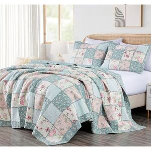Chezmoi Collection Abbi 3-Piece Shabby Chic Bedding King Quilt Set Pre-Washed Cotton Floral Coverlet Bedspread Ruffled Patchwork Quilt King Size Chezmoi Collection Abbi 3-Piece Shabby Chic Bedding King Quilt Set Pre-Washed Cotton Floral Coverlet Bedspread Ruffled Patchwork Quilt King Size