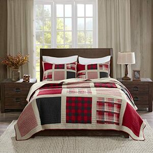 Woolrich John Rich & Bros. Woolrich Quilt Set-Cottage Styling Reversed to Solid Color, Cotton, Huntington Red, Oversized King/Cal King Woolrich John Rich & Bros. Woolrich Quilt Set-Cottage Styling Reversed to Solid Color, Cotton, Huntington Red, Oversized King/Cal King