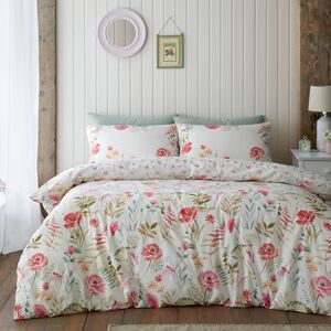 Catherine Lansfield Ella Poppy Reversible King Duvet Cover Set with Pillowcases, Cream Catherine Lansfield Ella Poppy Reversible King Duvet Cover Set with Pillowcases, Cream