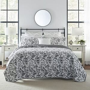 Laura Ashley Home Amberley Collection Luxury Premium Ultra Soft Quilt Coverlet, Comfortable 3 Piece Bedding Set, All Season Stylish Bedspread, King, Black & White Laura Ashley Home Amberley Collection Luxury Premium Ultra Soft Quilt Coverlet, Comfortable 3 Piece Bedding Set, All Season Stylish Bedspread, King, Black & White