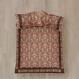 Appletree Heritage Double Duvet Cover Set, 100% Cotton Sateen, 200 Thread Count, Floral Pattern, 200x200cm, Chocolate, with 2 Pillowcases, Orange Appletree Heritage Double Duvet Cover Set, 100% Cotton Sateen, 200 Thread Count, Floral Pattern, 200x200cm, Chocolate, with 2 Pillowcases, Orange