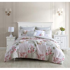 Laura Ashley Home King Comforter Set, Reversible Cotton Bedding, Includes Matching Shams with Bonus Euro Shams & Throw Pillows (Ailyn Pink, King) Laura Ashley Home King Comforter Set, Reversible Cotton Bedding, Includes Matching Shams with Bonus Euro Shams & Throw Pillows (Ailyn Pink, King)