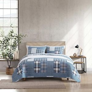 Eddie Bauer Twin Quilt Set, Reversible Cotton Bedding with Matching Sham, Patchwork Plaid Home Decor (Hawthorne Blue, Twin) Eddie Bauer Twin Quilt Set, Reversible Cotton Bedding with Matching Sham, Patchwork Plaid Home Decor (Hawthorne Blue, Twin)