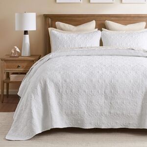 Madison Park Quebec Reversible Quilt Set Damask Design, Double Sided Stitching All Season, Lightweight Bedspread Bedding Set, Matching Sham, White, Twin(81"x110") 2 Piece Madison Park Quebec Reversible Quilt Set Damask Design, Double Sided Stitching All Season, Lightweight Bedspread Bedding Set, Matching Sham, White, Twin(81"x110") 2 Piece
