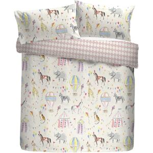 Bedlam Circus Time Double Duvet Cover Set, 100% Polyester (60% Recycled), 200x200cm, Multi, Watercolour Painted Circus Print with Harlequin Reverse Bedlam Circus Time Double Duvet Cover Set, 100% Polyester (60% Recycled), 200x200cm, Multi, Watercolour Painted Circus Print with Harlequin Reverse