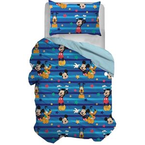 hermet Mickey Mouse Single Duvet Cover Set, Cotton, Blue, 155 x 200 cm, Pillowcase 50 x 80 cm, Disney, 100% Cotton, Official Product hermet Mickey Mouse Single Duvet Cover Set, Cotton, Blue, 155 x 200 cm, Pillowcase 50 x 80 cm, Disney, 100% Cotton, Official Product