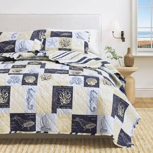 Great Bay Home Caspian Quilts Collection Twin Reversible Blue Comforter Set - Quilt set Great Bay Home Caspian Quilts Collection Twin Reversible Blue Comforter Set - Quilt set