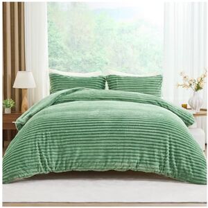 GC GAVENO CAVAILIA Ribbed Fleece Duvet Set With Pillow Cases Thermal Warm Cozy Winter Bedding Double Duvet Cover Set 200x200 Cm Hypoallergenic, Washable Polyester Quilt Cover Bed Sets, Green GC GAVENO CAVAILIA Ribbed Fleece Duvet Set With Pillow Cases Thermal Warm Cozy Winter Bedding Double Duvet Cover Set 200x200 Cm Hypoallergenic, Washable Polyester Quilt Cover Bed Sets, Green