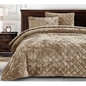 Chezmoi Collection Lux Tan Velvet Quilt Oversized King Set, 3-Piece Plush Distressed Velvet Bedding All Season Lightweight Comforter Brushed Microfiber Reverse with Diamond Stitch Quilting Chezmoi Collection Lux Tan Velvet Quilt Oversized King Set, 3-Piece Plush Distressed Velvet Bedding All Season Lightweight Comforter Brushed Microfiber Reverse with Diamond Stitch Quilting