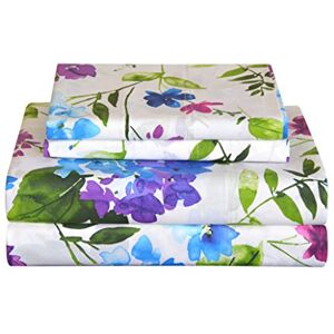 Pointehaven Cotton Percale Sheets Queen Size - Bed Sheet & Pillowcase Sets - Soft Cotton 4 Piece - Deep Pocket - Primavera Pointehaven Cotton Percale Sheets Queen Size - Bed Sheet & Pillowcase Sets - Soft Cotton 4 Piece - Deep Pocket - Primavera