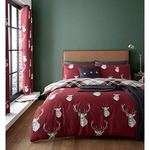 Catherine Lansfield Munro Stag Check Reversible Single Duvet Cover Set with Pillowcase Red Catherine Lansfield Munro Stag Check Reversible Single Duvet Cover Set with Pillowcase Red