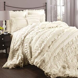 Lush Decor Ivory Comforter Ruffled Vintage Chic 4 Piece Set with Bed Skirt and 2 Pillow Shams, Polyester, queen Lush Decor Ivory Comforter Ruffled Vintage Chic 4 Piece Set with Bed Skirt and 2 Pillow Shams, Polyester, queen