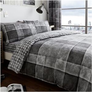 GC GAVENO CAVAILIA Printed Duvet Cover Sets, Reversible Bedding Bed Set, Polycotton Quilt Covers, Denim Check-Grey, Single GC GAVENO CAVAILIA Printed Duvet Cover Sets, Reversible Bedding Bed Set, Polycotton Quilt Covers, Denim Check-Grey, Single