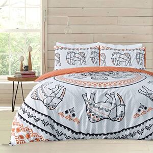 Sleepdown Tribal Elephant Mandala White Rust Orange Reversible Duvet Cover Quilt Pillow Cases Bedding Set Soft Easy Care Double (200cm x 200cm) Sleepdown Tribal Elephant Mandala White Rust Orange Reversible Duvet Cover Quilt Pillow Cases Bedding Set Soft Easy Care Double (200cm x 200cm)