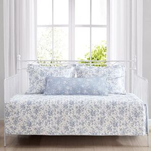 Laura Ashley Home Daybed Set-Lightweight & Cozy, Reversible, All Season Bedding with Matching Shams and Pillow Cover, Cotton, Blue, Twin Laura Ashley Home Daybed Set-Lightweight & Cozy, Reversible, All Season Bedding with Matching Shams and Pillow Cover, Cotton, Blue, Twin
