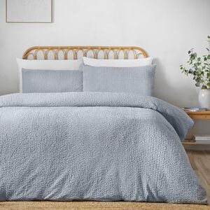 Catherine Lansfield Crinkle Seersucker Super King Duvet Cover Set with Pillowcases Blue Catherine Lansfield Crinkle Seersucker Super King Duvet Cover Set with Pillowcases Blue