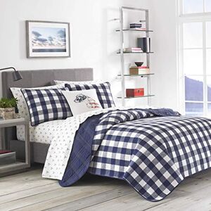Eddie Bauer Home Lakehouse Collection Quilt Set-100% Cotton, Reversible, Medium Weight Bedding with Matching Sham(s), Twin, Blue Eddie Bauer Home Lakehouse Collection Quilt Set-100% Cotton, Reversible, Medium Weight Bedding with Matching Sham(s), Twin, Blue