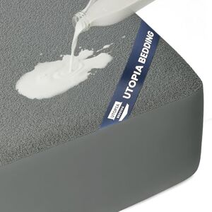 Utopia Bedding Waterproof Mattress Protector King Size, Premium Terry Mattress Cover 200 GSM, Breathable, Fitted Style with Stretchable Pockets (Grey) Utopia Bedding Waterproof Mattress Protector King Size, Premium Terry Mattress Cover 200 GSM, Breathable, Fitted Style with Stretchable Pockets (Grey)