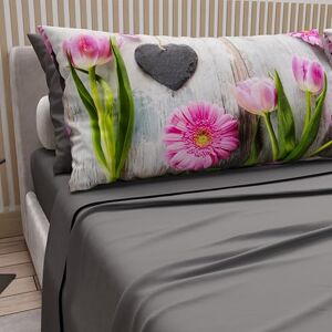 PETTI Artigiani Italiani Cotton Sheets with Pillowcases in Digital Print, Single Sheet, 330 Dark Grey Patterned Bedding Set, 100% Made in Italy PETTI Artigiani Italiani Cotton Sheets with Pillowcases in Digital Print, Single Sheet, 330 Dark Grey Patterned Bedding Set, 100% Made in Italy