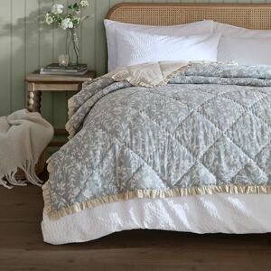 furn. Wylder Amelia Bedspread – Reversible Floral Quilted Ruffle Trim Coverlet Bedding (Seafoam – 150x200cm) furn. Wylder Amelia Bedspread – Reversible Floral Quilted Ruffle Trim Coverlet Bedding (Seafoam – 150x200cm)