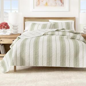 Great Bay Home 3-Piece King Reversible Lightweight Quilt Comforter with 2 Shams All-Season, Modern, Striped Bedspreads White and Green Striped Coverlet Sets Wesley Quilts Collection Great Bay Home 3-Piece King Reversible Lightweight Quilt Comforter with 2 Shams All-Season, Modern, Striped Bedspreads White and Green Striped Coverlet Sets Wesley Quilts Collection