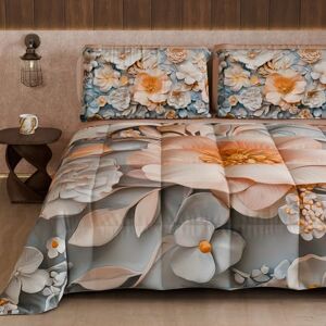 PETTI Artigiani Italiani Winter Quilt, Winter Duvet, Double Sided Quilt, Solid Colour and Digital Floral Print 05 20, 100% Microfibre, Made in Italy PETTI Artigiani Italiani Winter Quilt, Winter Duvet, Double Sided Quilt, Solid Colour and Digital Floral Print 05 20, 100% Microfibre, Made in Italy