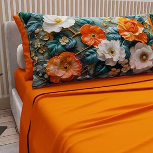 PETTI Artigiani Italiani Cotton Sheets with Pillowcases in Digital Print, Single Bed Sheet, Single Bed Set, Floral 18 Orange, 100% Made in Italy PETTI Artigiani Italiani Cotton Sheets with Pillowcases in Digital Print, Single Bed Sheet, Single Bed Set, Floral 18 Orange, 100% Made in Italy