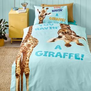 Catherine Lansfield Kids Havin A Giraffe Reversible Single Duvet Cover Set with Pillowcase Aqua Blue Catherine Lansfield Kids Havin A Giraffe Reversible Single Duvet Cover Set with Pillowcase Aqua Blue