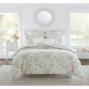 Laura Ashley Luxury Ultra Soft Comforter, All Season Premium Bedding Set, Stylish Delicate Design for Home Décor, 100% Cotton, Blue/Green/Pink, King Laura Ashley Luxury Ultra Soft Comforter, All Season Premium Bedding Set, Stylish Delicate Design for Home Décor, 100% Cotton, Blue/Green/Pink, King