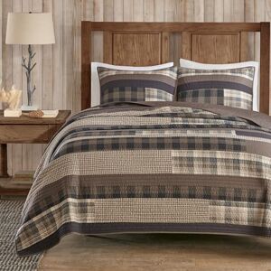 Woolrich John Rich & Bros. WOOLRICH Quilt Set-Cottage Styling Reversed to Solid Color, Cotton, Stripes Taupe, Oversized Full/Queen Woolrich John Rich & Bros. WOOLRICH Quilt Set-Cottage Styling Reversed to Solid Color, Cotton, Stripes Taupe, Oversized Full/Queen