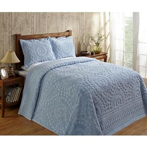 Better Trends King Size Bedspread - Cotton Chenille Blue Medallion Better Trends King Size Bedspread - Cotton Chenille Blue Medallion