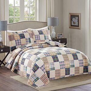Ycosy Beige Plaid Quilt Set King Size Patchwork Quilts Bedding Plaid Reversible Bedspread Coverlet Soft Lightweight Bed Cover Set All Season,1 Quilt 2 Pillow Shams Ycosy Beige Plaid Quilt Set King Size Patchwork Quilts Bedding Plaid Reversible Bedspread Coverlet Soft Lightweight Bed Cover Set All Season,1 Quilt 2 Pillow Shams
