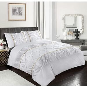 Kampala Hill Homespace Direct Eleanor Lux Pin Tuck Duvet Cover Set White King Gold Laced Kampala Hill Homespace Direct Eleanor Lux Pin Tuck Duvet Cover Set White King Gold Laced