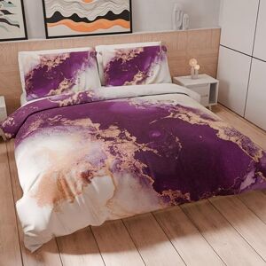 PETTI Artigiani Italiani Double Duvet Cover 200 x 200 cm, Microfibre Duvet Cover with Digital Print + 1 Pillowcase 50 x 80 cm Made in Italy Marble Purple PETTI Artigiani Italiani Double Duvet Cover 200 x 200 cm, Microfibre Duvet Cover with Digital Print + 1 Pillowcase 50 x 80 cm Made in Italy Marble Purple