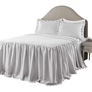 Lush Decor Ticking Stripe Bedspread Gray Vintage Chic Farmhouse Style Lightweight - Bedspread Lush Decor Ticking Stripe Bedspread Gray Vintage Chic Farmhouse Style Lightweight - Bedspread