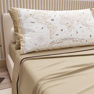 PETTI Artigiani Italiani Cotton Sheets with Pillowcases in Digital Print, for Single Bed, Complete Top and Bottom Sheet with Corners, Taupe, 100% Made in Italy PETTI Artigiani Italiani Cotton Sheets with Pillowcases in Digital Print, for Single Bed, Complete Top and Bottom Sheet with Corners, Taupe, 100% Made in Italy