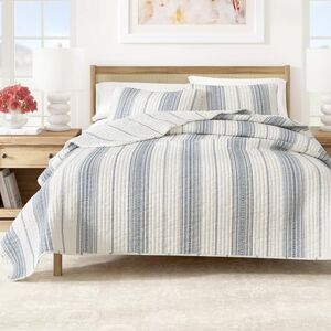 Great Bay Home Double-Sided Bedding Set - All-Season, Modern, Light, Striped Blue & White Great Bay Home Double-Sided Bedding Set - All-Season, Modern, Light, Striped Blue & White