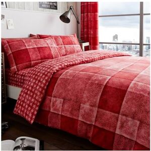 GC GAVENO CAVAILIA Printed Duvet Cover Sets, Reversible Bedding Bed Set, Polycotton Quilt Covers, Denim Check-Red, King GC GAVENO CAVAILIA Printed Duvet Cover Sets, Reversible Bedding Bed Set, Polycotton Quilt Covers, Denim Check-Red, King