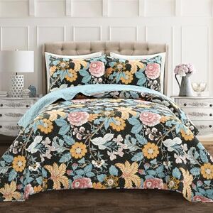 Lush Decor Sydney 3 Piece Quilt Set, Black/Blue, Full/Queen Lush Decor Sydney 3 Piece Quilt Set, Black/Blue, Full/Queen
