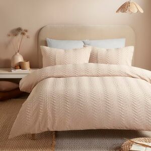 Serene Embossed Curve Duvet Cover Set, 100% Recycled Polyester, Double Size 200x200cm, Natural, Textured Wave Pattern, Button Closure Serene Embossed Curve Duvet Cover Set, 100% Recycled Polyester, Double Size 200x200cm, Natural, Textured Wave Pattern, Button Closure