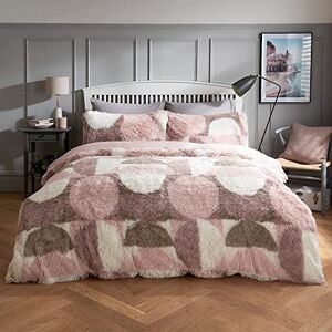 Sleepdown Curved Geo Shaggy Faux Fur Fleece Thermal Warm Cosy Super Soft Duvet Cover Quilt Bedding Set with Pillow Cases-Double (200cm x 200cm) -Blush Pink, Polyester Sleepdown Curved Geo Shaggy Faux Fur Fleece Thermal Warm Cosy Super Soft Duvet Cover Quilt Bedding Set with Pillow Cases-Double (200cm x 200cm) -Blush Pink, Polyester