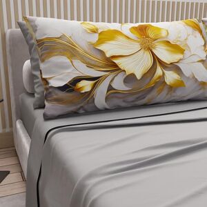 PETTI Artigiani Italiani Cotton Sheets with Pillowcases in Digital Print, French Quarter, Complete Top and Bottom Sheet with Corners, Floral 06 20 Light Grey, 100% Made in Italy PETTI Artigiani Italiani Cotton Sheets with Pillowcases in Digital Print, French Quarter, Complete Top and Bottom Sheet with Corners, Floral 06 20 Light Grey, 100% Made in Italy
