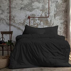 Komfortec Premium Bed Linen 155 x 220 cm with 1 Pillowcase 40 x 80 cm Brushed Microfibre Set Black Komfortec Premium Bed Linen 155 x 220 cm with 1 Pillowcase 40 x 80 cm Brushed Microfibre Set Black