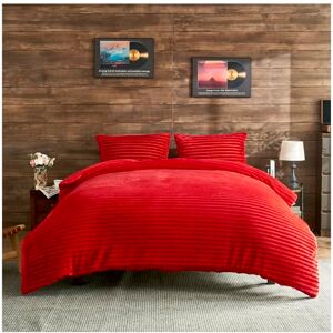 GC GAVENO CAVAILIA Ribbed Fleece Duvet Set With Pillow Cases Thermal Warm Cozy Winter Bedding Double Duvet Cover Set 200x200 Cm Hypoallergenic, Washable Polyester Quilt Cover Bed Sets, Red GC GAVENO CAVAILIA Ribbed Fleece Duvet Set With Pillow Cases Thermal Warm Cozy Winter Bedding Double Duvet Cover Set 200x200 Cm Hypoallergenic, Washable Polyester Quilt Cover Bed Sets, Red