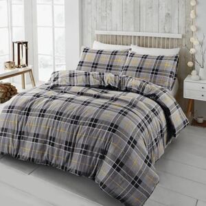 Kampala Hill Flannelette Tartan Check Brushed Cotton Duvet Cover Set Grey Bedding Set Super King Kampala Hill Flannelette Tartan Check Brushed Cotton Duvet Cover Set Grey Bedding Set Super King