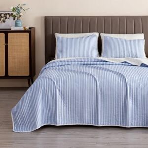 Great Bay Home 2-Piece Reversible Quilt Set with Shams. All-Season Bedspread with Striped Pattern. Marcie Collection (Twin, Blue) Great Bay Home 2-Piece Reversible Quilt Set with Shams. All-Season Bedspread with Striped Pattern. Marcie Collection (Twin, Blue)