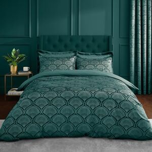 Catherine Lansfield Art Deco Pearl Super King Duvet Cover Set with Pillowcases Teal Green Catherine Lansfield Art Deco Pearl Super King Duvet Cover Set with Pillowcases Teal Green