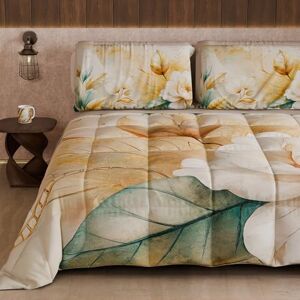 PETTI Artigiani Italiani Winter Quilt, Winter Duvet, Double Sided Quilt, Solid Colour and Digital Floral Print 25 154, 100% Microfibre, Made in Italy PETTI Artigiani Italiani Winter Quilt, Winter Duvet, Double Sided Quilt, Solid Colour and Digital Floral Print 25 154, 100% Microfibre, Made in Italy